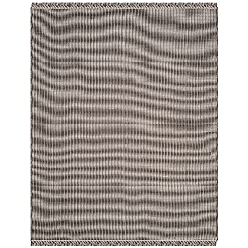 SAFAVIEH Montauk Collection Area Rug - 6' x 9', Ivory & Black, Handmade Flat Weave Boho Farmhouse Cotton Tassel Fringe, Ideal for High Traffic Areas in Living Room, Bedroom (MTK340D)