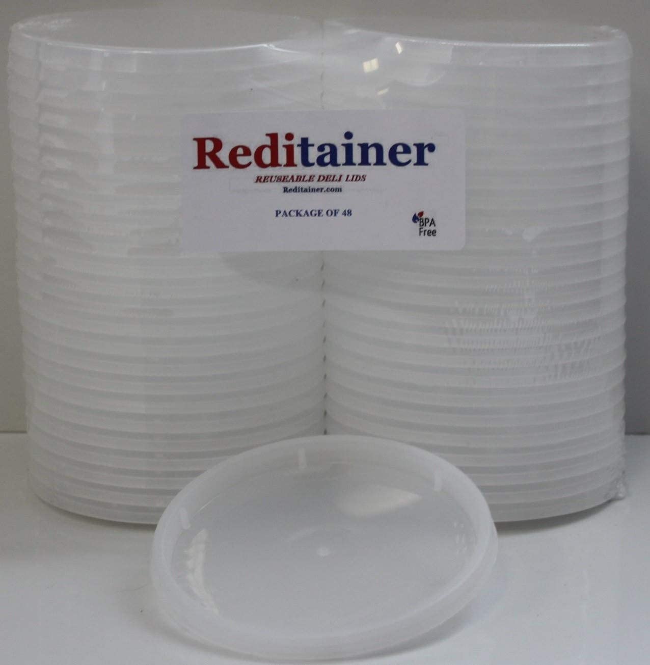 Reditainer® Deli Container Lids - Airtight Durable Plastic Lids - Replacement Reusable Deli Lids for Reditainer® Deli Containers - * LIDS ONLY * - Package Count (48)