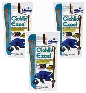 (3 pack) hikari 8.8-ounce cichlid excel floating pellets for pets, medium