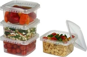 plastic deli containers with lids 32 oz- 25 pack- square clear plastic containers- tamper-proof bpa-free take away food containers- space saver, airtight, freezer safe meal prep containers