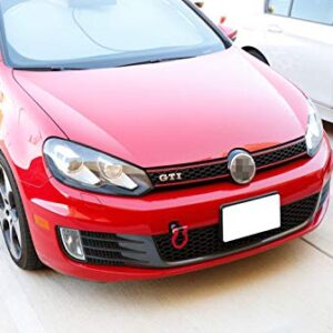 iJDMTOY Red Track Racing Style Tow Hook Ring Compatible with Volkswagen: 06-14 Golf GTI MK5 MK6 R32 Rabbit, 05-10 Jetta (MK5), Compatible with Audi: 06-14 TT (MK2), Made of Lightweight Aluminum