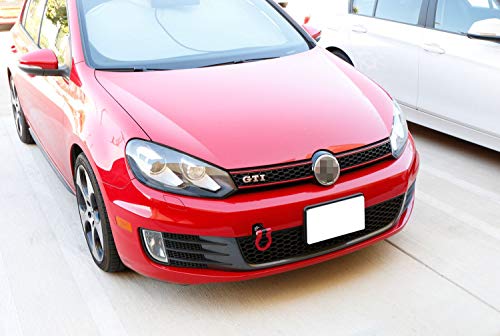 iJDMTOY Red Track Racing Style Tow Hook Ring Compatible with Volkswagen: 06-14 Golf GTI MK5 MK6 R32 Rabbit, 05-10 Jetta (MK5), Compatible with Audi: 06-14 TT (MK2), Made of Lightweight Aluminum