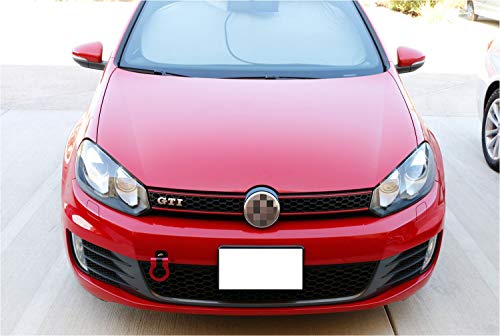 iJDMTOY Red Track Racing Style Tow Hook Ring Compatible with Volkswagen: 06-14 Golf GTI MK5 MK6 R32 Rabbit, 05-10 Jetta (MK5), Compatible with Audi: 06-14 TT (MK2), Made of Lightweight Aluminum