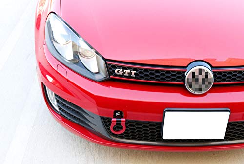 iJDMTOY Red Track Racing Style Tow Hook Ring Compatible with Volkswagen: 06-14 Golf GTI MK5 MK6 R32 Rabbit, 05-10 Jetta (MK5), Compatible with Audi: 06-14 TT (MK2), Made of Lightweight Aluminum