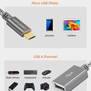 CableCreation USB to Micro USB Adapter 0.15m, USB 2.0 Male to Female for USB Micro-B Devices S7, Flash Drive, Mouse, Keyboard, Game Controller, Aluminum Space Gray