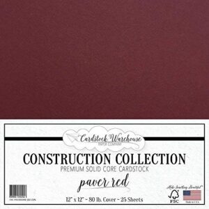 paver red/wine/burgundy cardstock paper - 12 x 12 inch 80 lb. cover from - 25 sheets from cardstock warehouse