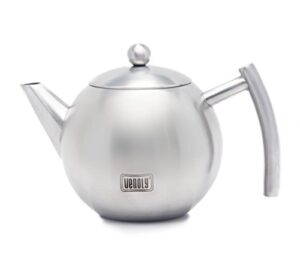 venoly stainless steel tea pot with removable infuser for loose leaf and tea bags, dishwasher safe and heat resistant, 1 liter