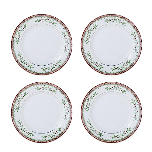 Mikasa Holiday Traditions Dinnerware Set with Mugs (16 Piece), Green, White