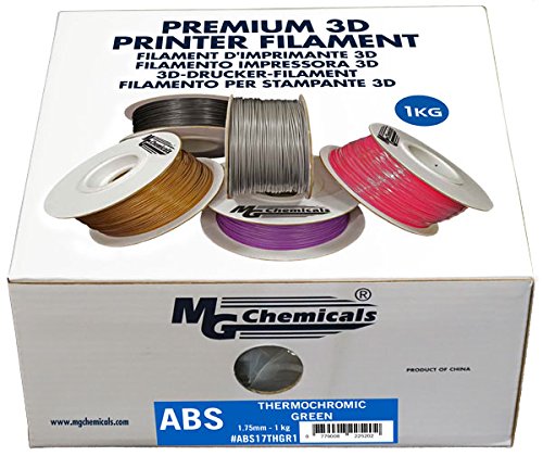 MG Chemicals - ABS17THGR1 Thermochromic Color Changing Green ABS 3D Printer Filament, 1.75 mm, 1 kg Spool
