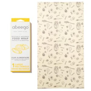 abeego, the original beeswax food storage wrap - one natural, giant 13 x 24" sheet