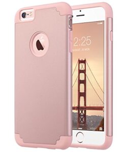 ulak iphone 6 plus case, iphone 6s plus case, slim dual layer soft silicone and hard back cover anti scratches bumper protective case for apple iphone 6 plus / 6s plus 5.5 inch - rose gold