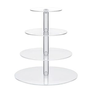 display4top 4 tier cupcake stand, clear acrylic round glass cupcake holder, dessert pastry tower stand for wedding birthday bar party