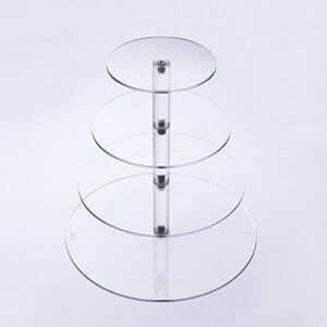 Display4top 4 Tier Cupcake Stand, Clear Acrylic Round Glass Cupcake Holder, Dessert Pastry Tower Stand for Wedding Birthday Bar Party