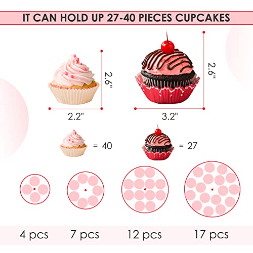 Display4top 4 Tier Cupcake Stand, Clear Acrylic Round Glass Cupcake Holder, Dessert Pastry Tower Stand for Wedding Birthday Bar Party