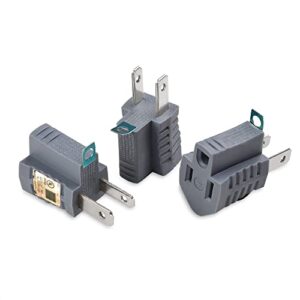 cable matters [ul listed] 3-pack 2 prong to 3 prong outlet adapter in gray (3 prong to 2 prong plug adapter) - allows a 2 prong outlet to accept 3 prong plugs