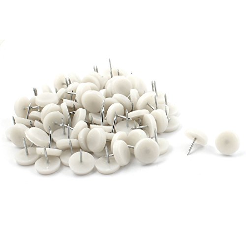 #1352 1/2" Dia White Oval Head Nail Glides for Wooden Leg Furniture 17-Pack