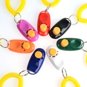 Coolrunner 7pcs 7 Color Universal Animal Pet Dog Training Clicker with Wrist Bands Strap, Assorted Color Dog Clickers for Pet Dog Training & Obedience Aid