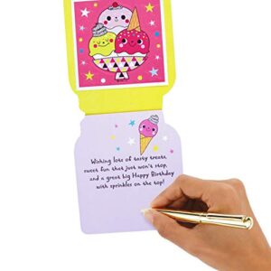 Hallmark Birthday Card for Kids (Ice Cream and Stars Stickers)