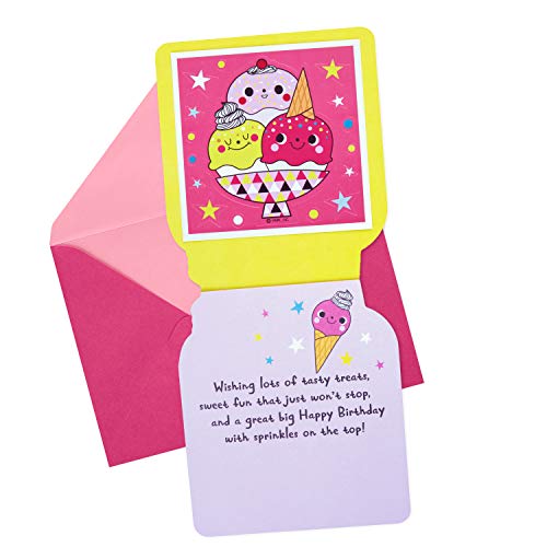 Hallmark Birthday Card for Kids (Ice Cream and Stars Stickers)