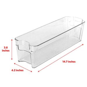 Glad Plastic Refrigerator Organizer Bin – Clear Stackable Fridge/Freezer Storage Container, 14.5” x 4.2” x 4”