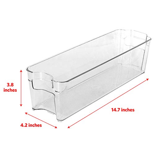 Glad Plastic Refrigerator Organizer Bin – Clear Stackable Fridge/Freezer Storage Container, 14.5” x 4.2” x 4”