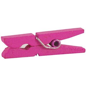 JAM PAPER Wood Clip Clothespins - Medium - 1 1/8 Inch - Fuchsia Pink - 50 Clothes Pins/Pack
