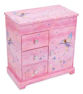 jewelkeeper musical box with 3 pullout drawers, fairy and flowers design, dance of the sugar plum fairy tune