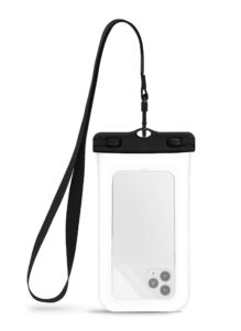 calicase universal waterproof phone pouch - ipx8 waterproof floating phone case with lanyard for iphone x-14/ s20-s23/ pixel 1-7 - clear