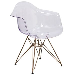 flash furniture allure series transparent side chair with gold base