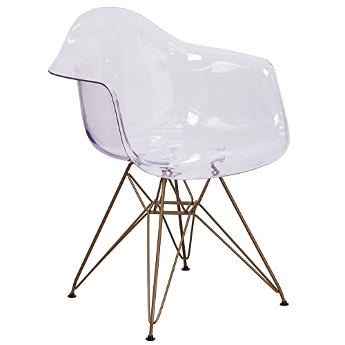 Flash Furniture Allure Series Transparent Side Chair with Gold Base