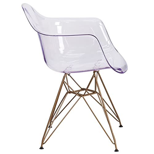 Flash Furniture Allure Series Transparent Side Chair with Gold Base