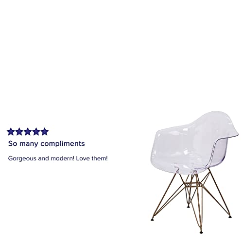 Flash Furniture Allure Series Transparent Side Chair with Gold Base