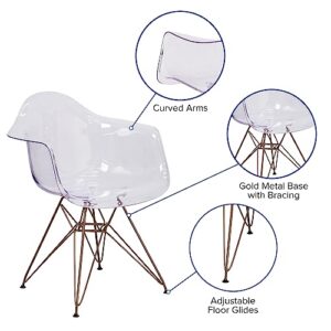Flash Furniture Allure Series Transparent Side Chair with Gold Base