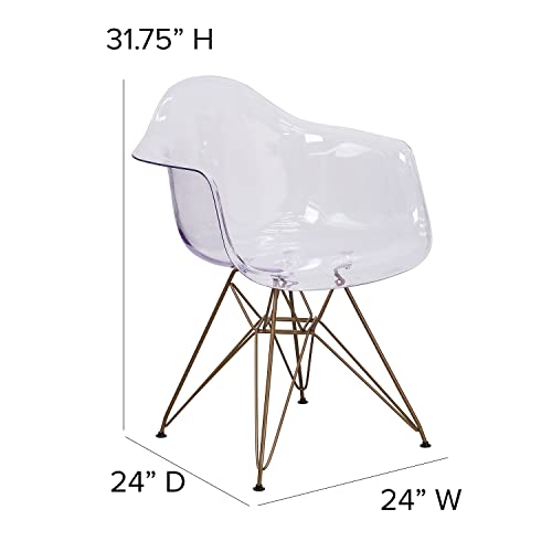 Flash Furniture Allure Series Transparent Side Chair with Gold Base