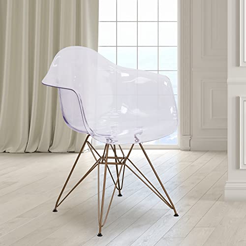 Flash Furniture Allure Series Transparent Side Chair with Gold Base