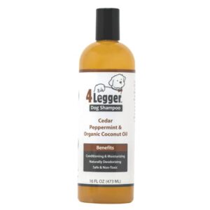 4legger organic dog shampoo and conditioner usda certified - all natural concentrated cedar dog shampoo with peppermint, and eucalyptus - dog shampoo for itchy skin - dog shampoo for smelly dogs 16 oz