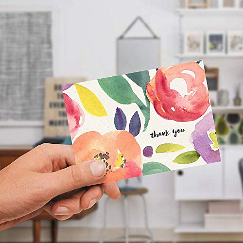 Fresh & Lucky 40 Thank You Cards With Yellow Envelopes - Multiple Watercolor Floral Graphic Designs - Perfect For Wedding Gifts, Birthday Gift, Party Invitations, Business Events, Donation Events And Any Occasions