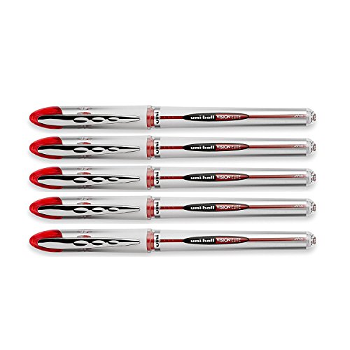 uniball Vision Elite Roller Ball Stick Pen, Red Bold 5 Pens Per Order 69023