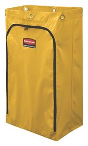 rubbermaid commercial products-1966719 cleaning cart bag, 24 gallon, yellow, collecting refuse or laundry items, janitorial and housekeeping carts, zippered front