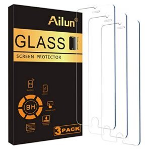 ailun 0.33mm screen protector compatible for iphone 8,7,6s,6, 4.7-inch, 3 pack 2.5d edge tempered glass,case friendly