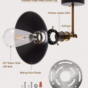 JACKYLED Wall Sconces Set of 2 UL-Listed, Hardwired Bronze and Black Vintage Wall Light, 240 Degree Adjustable Swing Arm Wall Lamp for Bedroom Kitchen (Included E26 Bulbs)