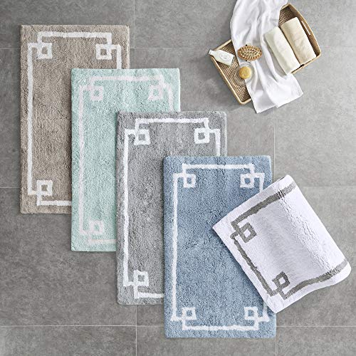 Madison Park Evan Cotton Tufted Washable Bath Mat , Luxury Solid Bathroom Rugs , 20" x 30" , Grey