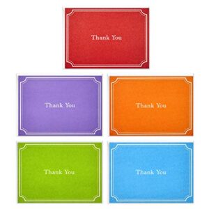 hallmark thank you cards, assorted solid colors (pack of 50 note cards with envelopes, blank thank you notes for business, graduation, weddings, showers), model number: 5wtu1080