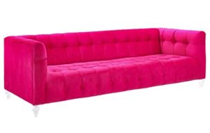 tov furniture the bea collection modern style velvet upholstered living room sofa with lucite legs, pink
