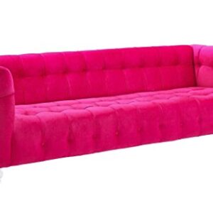 Tov Furniture The Bea Collection Modern Style Velvet Upholstered Living Room Sofa with Lucite Legs, Pink