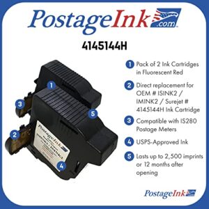 PostageInk.com ISINK2 / IMINK2 / Sure.Jet # 4145144H Non-OEM Ink Cartridge Replacements for IS280 and IM280 Machines, Pack of 2