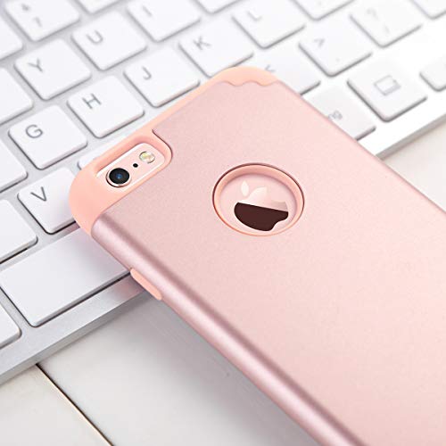 ULAK iPhone 6S Case, iPhone 6 Case, Slim Fit Dual Layer Soft Silicone & Hard Back Cover Bumper Protective Shock-Absorption & Anti-Scratch Case for Apple iPhone 6/6S 4.7 inch, Rose Gold