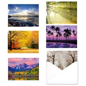 breathtaking landscape note card pack / 36 nature all occasion greeting cards with white envelopes set / 6 colorful outdoor scenery designs / 3 1/2" x 4 7/8" all occasion sympathy cards
