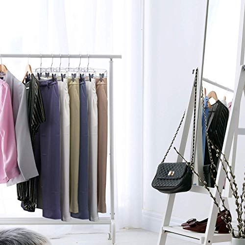 HOUSE DAY Skirt Hangers Pants Hangers with Clips Clear Plastic Pants Hangers with 2-Adjustable Clips Non-Slip Pants Hangers Space Saving for Closet Clip Hangers for Pant, Skirts, Shorts, Pack of 12