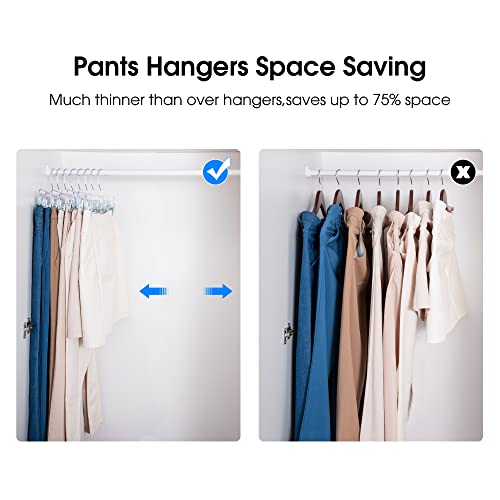 HOUSE DAY Skirt Hangers Pants Hangers with Clips Clear Plastic Pants Hangers with 2-Adjustable Clips Non-Slip Pants Hangers Space Saving for Closet Clip Hangers for Pant, Skirts, Shorts, Pack of 12